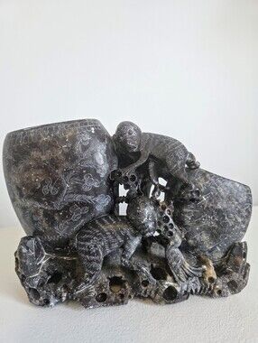Asian Soapstone Carved Double Vase